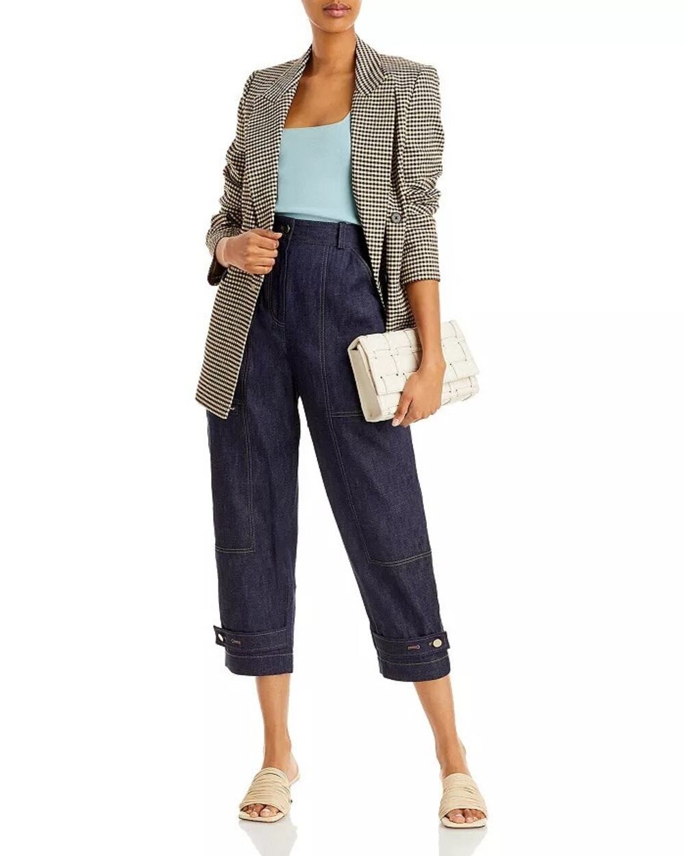 NWT 3:1 Phillip Lim Cotton Linen Cropped Utility Jeans in Indigo Size 6
